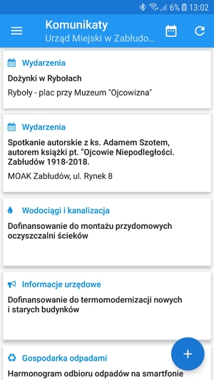 Zrzut ekranu aplikacji mobilnej Lupe z lista wiadomości